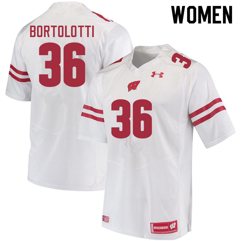 Wisconsin Badgers Women's #36 Grover Bortolotti NCAA Under Armour Authentic White College Stitched Football Jersey ZC40Q56UE